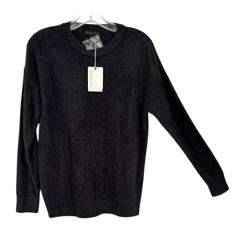 Barefoot Dreams Cozychic Lite Pullover Crew Neck Sweater NEW Soft XS Black
